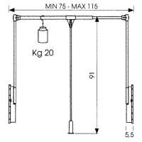 A.151.54 Kleiderlift Superlift 12-20kg für Breiten 750 - 1150 mm, schwarz