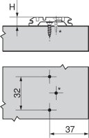 173H7100 onyx CLIP Montageplatte, kreuz, 0 mm, Schrauben, HV: Exzenter