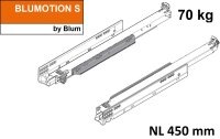 766H4500S MOVENTO mit BLUMOTION S, Vollauszug für Holzschubkasten, 70 kg, NL=450mm, ohne Kupplungen, für TIP-ON-Blumotion