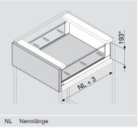 blum LEGRABOX free Zarge C=177mm, NL=350-650 mm, oriongrau matt, inkl. Boxcover