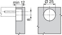 42.0700 Korpusverbinder: Gehäuse weiss 25mm zum Einpressen und stirn- seitige Verbinderschraube 5mm