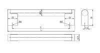 0336. Relinggriffe Zamak, Edelstahl Finish, Bohrabstand wahlweise 128 - 480mm 128 mm