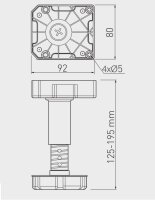 MLA-125-195 Sockelfuß ML für Höhe...