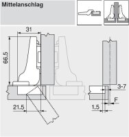 71T3680 CLIP top Standardscharnier 110°,...