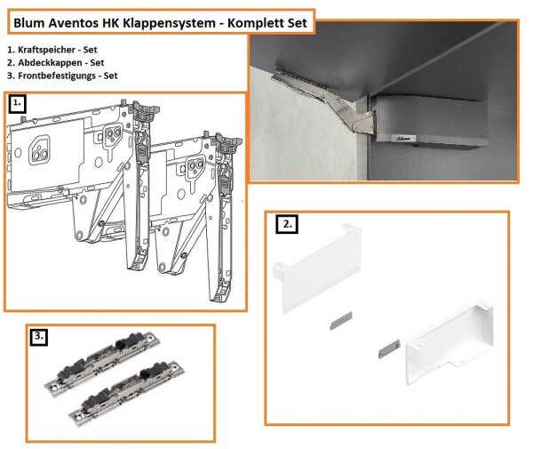 Komplett-Set Aventos HK top Hochklappe, LF=420-9000, für SERVO-DRIVE geeignet, Schrauben