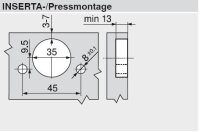 70T3690OX CLIP top Standardscharnier 110°, gekröpft, ohne Feder, Topf: Inserta, onyxschwarz