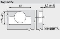 70T3690OX CLIP top Standardscharnier 110°, gekröpft, ohne Feder, Topf: Inserta, onyxschwarz