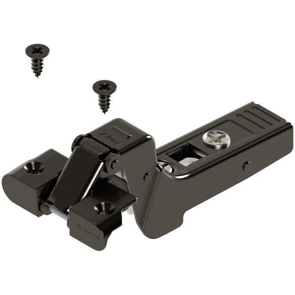71T970AOX onyx CLIP top Alurahmenscharnier 95°, Innenanschlag, mit Feder, Topf: Schrauben, onyxschwarz