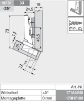 78T3451 CLIP top 110° Winkelscharnier -30° III, max. aufschlagend, ohne Feder, Topf: Schrauben
