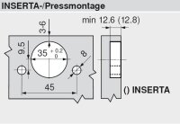 70T5590BTL onyx CLIP top Standardscharnier 120°, gerade, ohne Feder, Topf: INSERTA, onyxschwarz