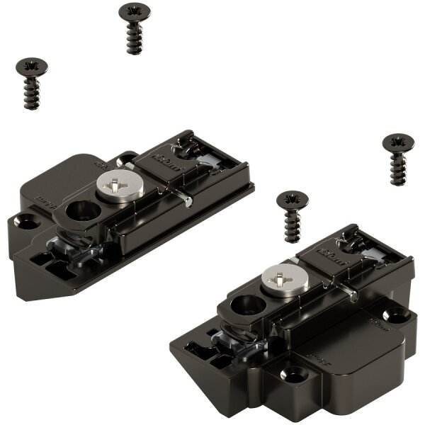 175H5B00 onyx CLIP Montageplatte, gerade, 0 mm, Zink, zum Schrauben, HV: Exzenter, links/rechts, für schmale Alurahmen