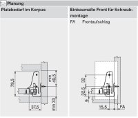 378N4002SA TANDEMBOX antaro Zarge N=68mm, NL=400mm, RAL 9006 weißaluminium