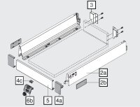 ZIF.71M0 TANDEMBOX antaro Fronthalter, Höhe M, für Innenschubkasten, links/rechts, seidenweiß/weißgrau