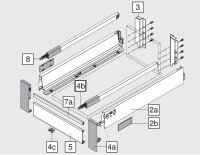 ZIF.74C0 TANDEMBOX antaro Fronthalter, Höhe C, für Innenauszug, links/rechts, seidenweiß oder weißgrau