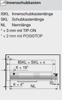 550H5500.03 TANDEM Teilauszug 30 kg, NL=550 mm mit Kupplungen, für TIP-ON
