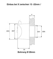 3913 MOBY Druckknopfschloss  Chrom poliert/Edelstahl Finish inkl Gehäuse