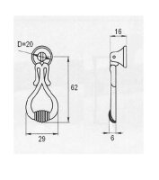 London Möbelgriff BA 96mm, Hängegriff, Antik Messing