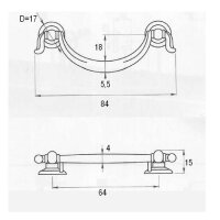 Liverpool Möbelgriff BA 64-96mm, Hängegriff, Antik Messing