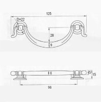 Liverpool Möbelgriff BA 64-96mm, Hängegriff, Antik Messing