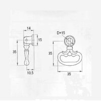 Liverpool Möbelgriff BA 64-96mm, Hängegriff, Antik Messing