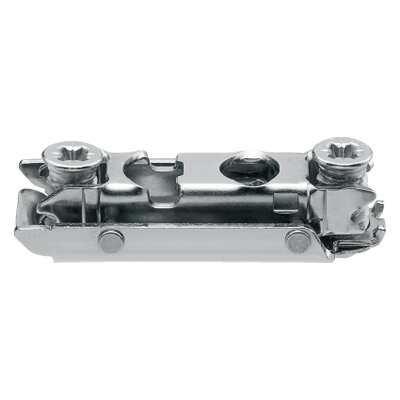 175H4100 CLIP Montageplatte, gerade (20/32 mm), 0 mm, Stahl, vormontierte Systemschrauben, HV: Exzenter