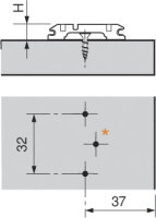 173L6130 CLIP Montageplatte, 3 mm, Stahl, Spax-Schrauben, HV: Langloch