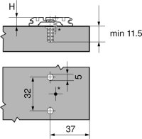 174E6130.01 CLIP Montageplatte, 3 mm, Stahl, EXPANDO, HV: Langloch