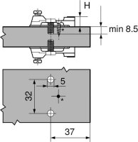 193L8100.21 MODUL Montageplatte, kreuz, 0 mm, Stahl, vormontierte Systemschrauben, HV: Langloch, für Mittelanschlag