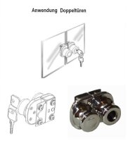 100511 Gegenstück zu Glastürschloss rechts, für Doppeltüren, vernickelt poliert