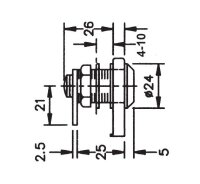 101386 Glastür-Hebelschloss-Gehäuse, rechts, mit Schließblech