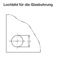 100987 Glastürschloss-Gehäuse mit Stift 9 mm, vernickelt/Edelstahl Finish