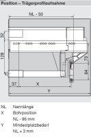 SERVO-DRIVE uno für hängende Mülllösungen, KB 450mm, mit Kabel, Aluminium, zum Ablängen, KB 450-900mm