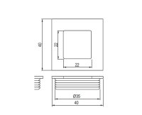 B226 Einlassgriff Muschelgriff eckig 40/22 mm, Chrom...