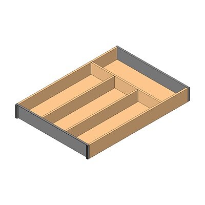 ZC7S450BH3 AMBIA-LINE Besteckeinsatz, für LEGRABOX/MERIVOBOX, Holzdesign, 4 Besteckfächer, NL=450 mm, Breite=300 mm