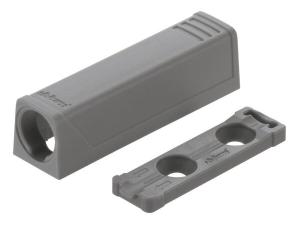 956.1201 TIP-ON für Türen, Adapterplatte Kurzversion gerade, zum Schrauben (20/17mm) platingrau