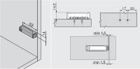 956.1201 TIP-ON für Türen, Adapterplatte Kurzversion gerade, zum Schrauben (20/17mm) platingrau