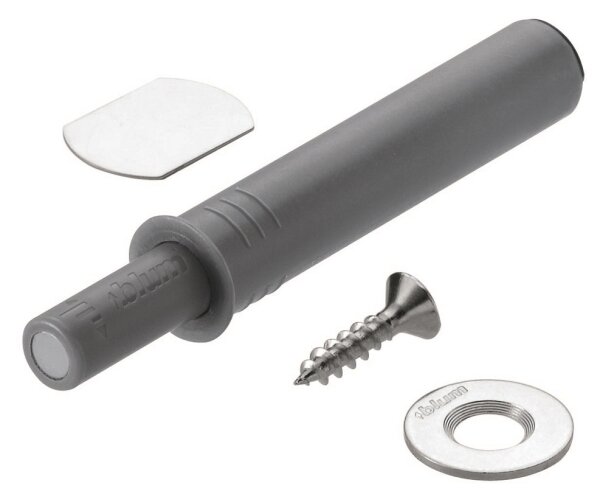 956.1004 TIP-ON für Türen Kurzversion, bis Höhe 130cm, inkl. Haftplatten, Ausstoßweg 17mm,  platingrau