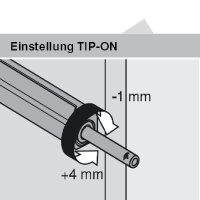 TIP-ON für Türen Kurzversion, bis Höhe 130cm, inkl. Haftplatten, Ausstoßweg 17mm,  platingrau
