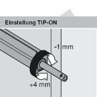 TIP-ON für Türen Kurzversion, bis Höhe 130cm, inkl. Haftplatten, Ausstoßweg 17mm,  carbonschwarz