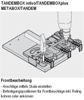 ZML.0040.02 MIETKAUTION Universal-Bohrlehre LEGRABOX, MERIVOBOX, AVENTOS, TANDEMBOX, METABOX, TANDEM