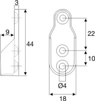 7301.100 Schrankrohrlager m. 3 Bohrungen, Zamak, vernickelt