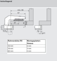 CLIP top BLUMOTION Stollenscharnier 95° aufschlagend mit Feder