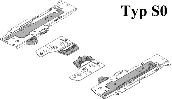 T60B3030 TIP-ON BLUMOTION Einheit für Tandembox, Typ S0, NL=270-300 mm, 0-10 kg, li/re