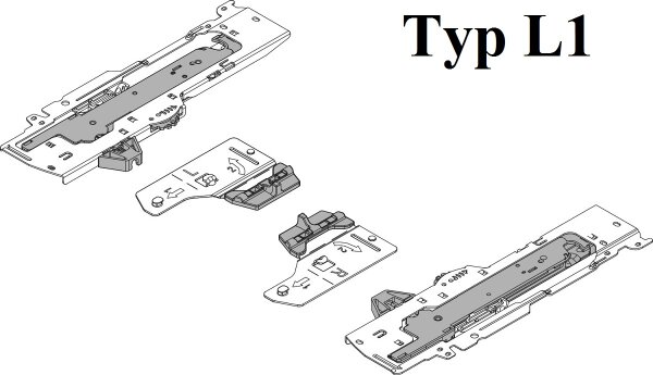 T60B3330 TIP-ON BLUMOTION Einheit für Tandembox, Typ L1, NL=350-650 mm, 0-20 kg, li/re