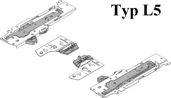 T60B3560 TIP-ON BLUMOTION Einheit für Tandembox, Typ L5, NL=350-650 mm, 25-65 kg, li/re
