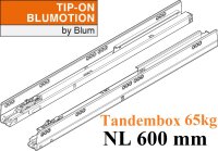 576.6001M TANDEMBOX TIP-ON Blumotion Korpusschiene Vollauszug, 65 kg, NL= 600mm, li/re