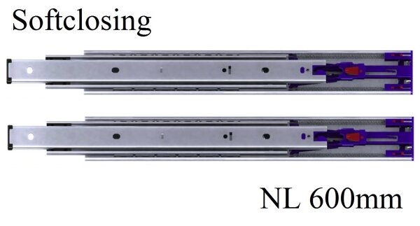 Set Kugelvollauszug Teleskopauszug Schwerlastauszug 100 kg 600mm mit Softclosing