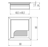 Kabeldurchlass Aluminium 80x80x24 mm schwarz