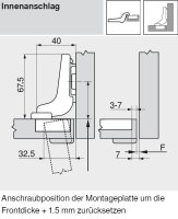 71B9750 onyx CLIP top BLUMOTION Profiltürscharnier 95°, Innenanschlag, Topf: Schrauben