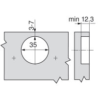 79T9550 CLIP top Stollenscharnier 95°, innenliegend, mit Feder, Topfbefestigung: Schrauben
